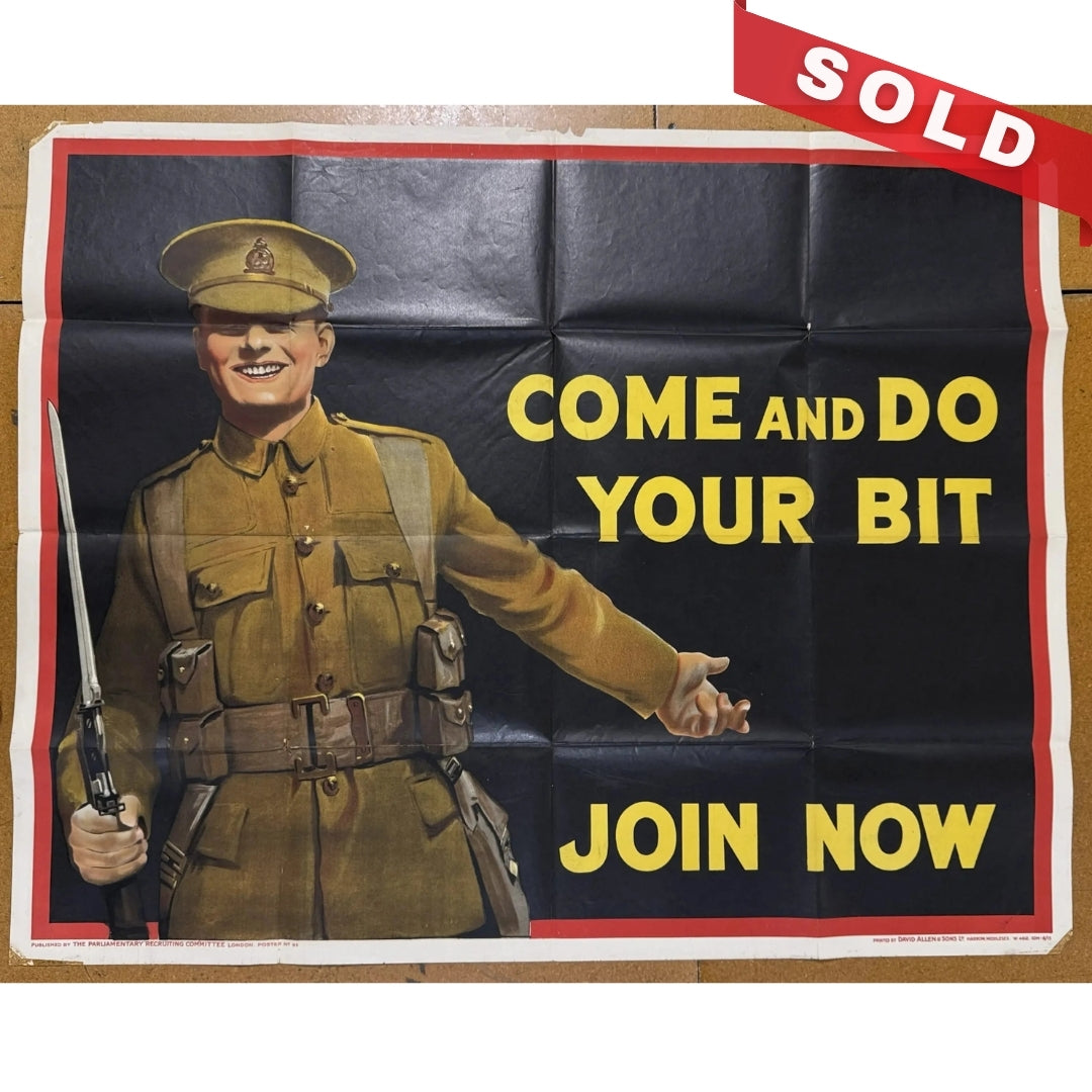Large WWI U.K. Recruitment Poster — "Come and do your bit. Join Now."