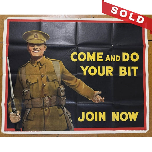 Large WWI U.K. Recruitment Poster — "Come and do your bit. Join Now."