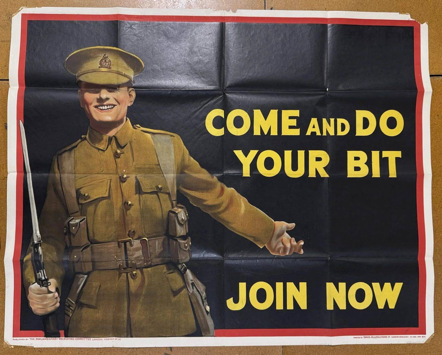 Large WWI U.K. Recruitment Poster — "Come and do your bit. Join Now."