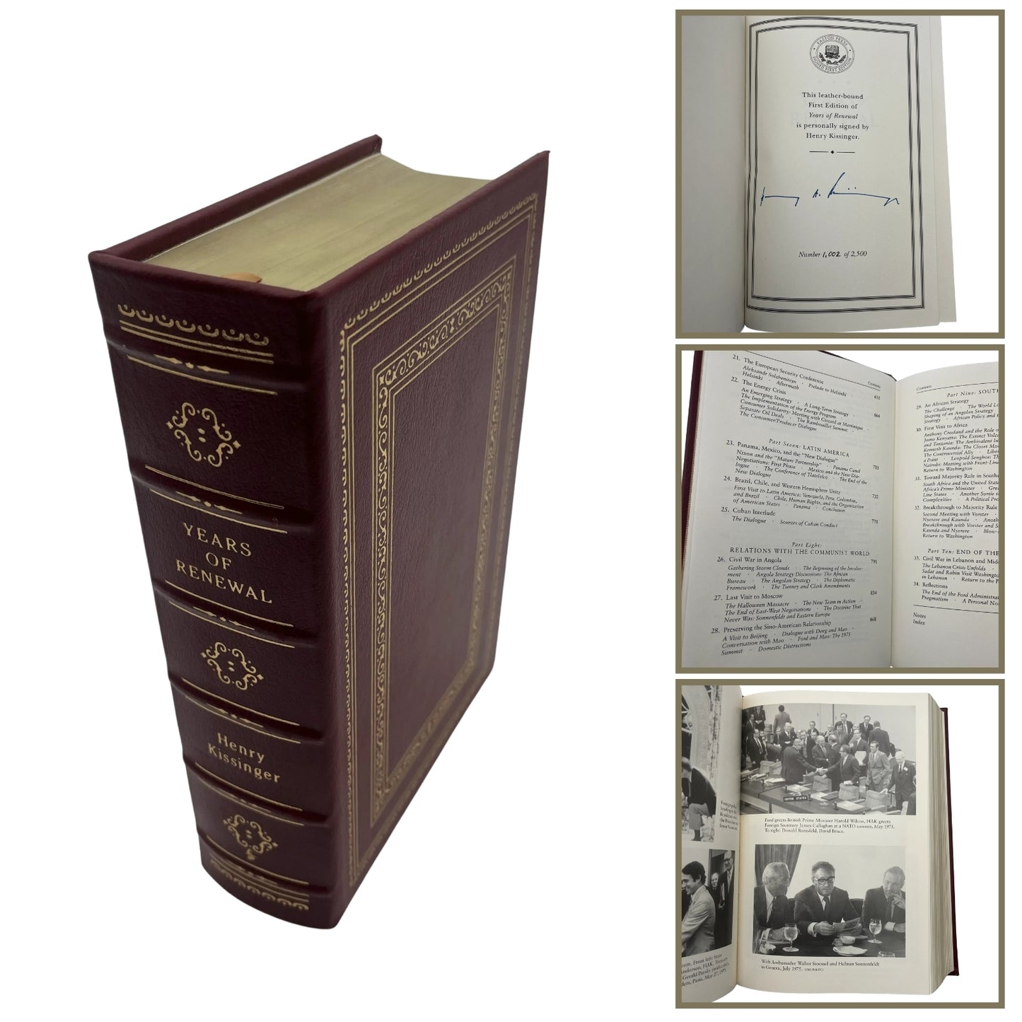 "Years of Renewal" — Signed by Henry Kissinger - Leather-bound, gilt-edged Easton Press edition