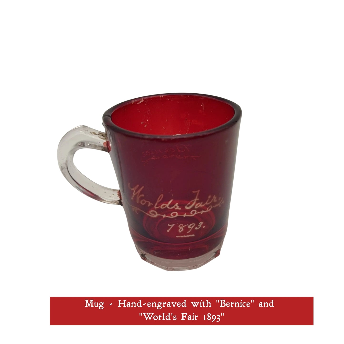 1893 World’s Fair Columbian Exposition Ruby-Dipped Hand-Engraved Glassware