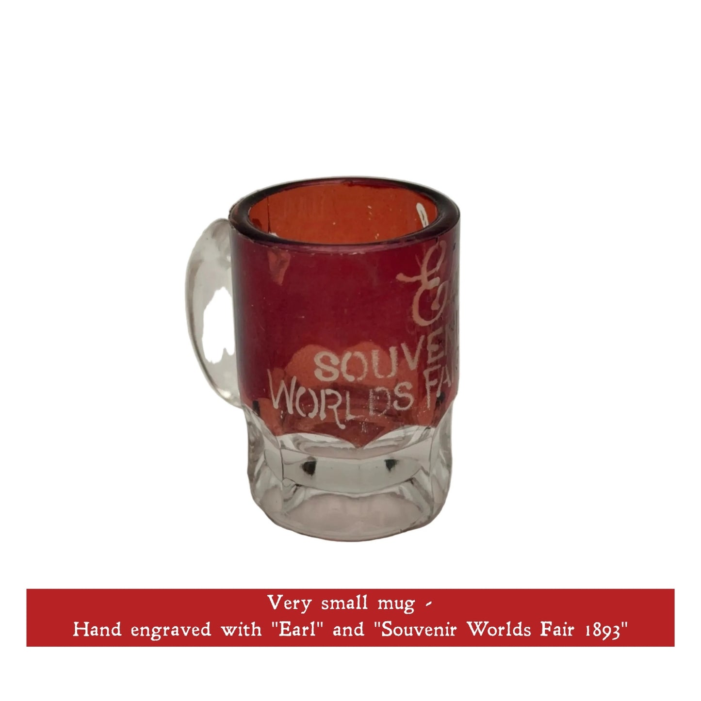 1893 World’s Fair Columbian Exposition Ruby-Dipped Hand-Engraved Glassware