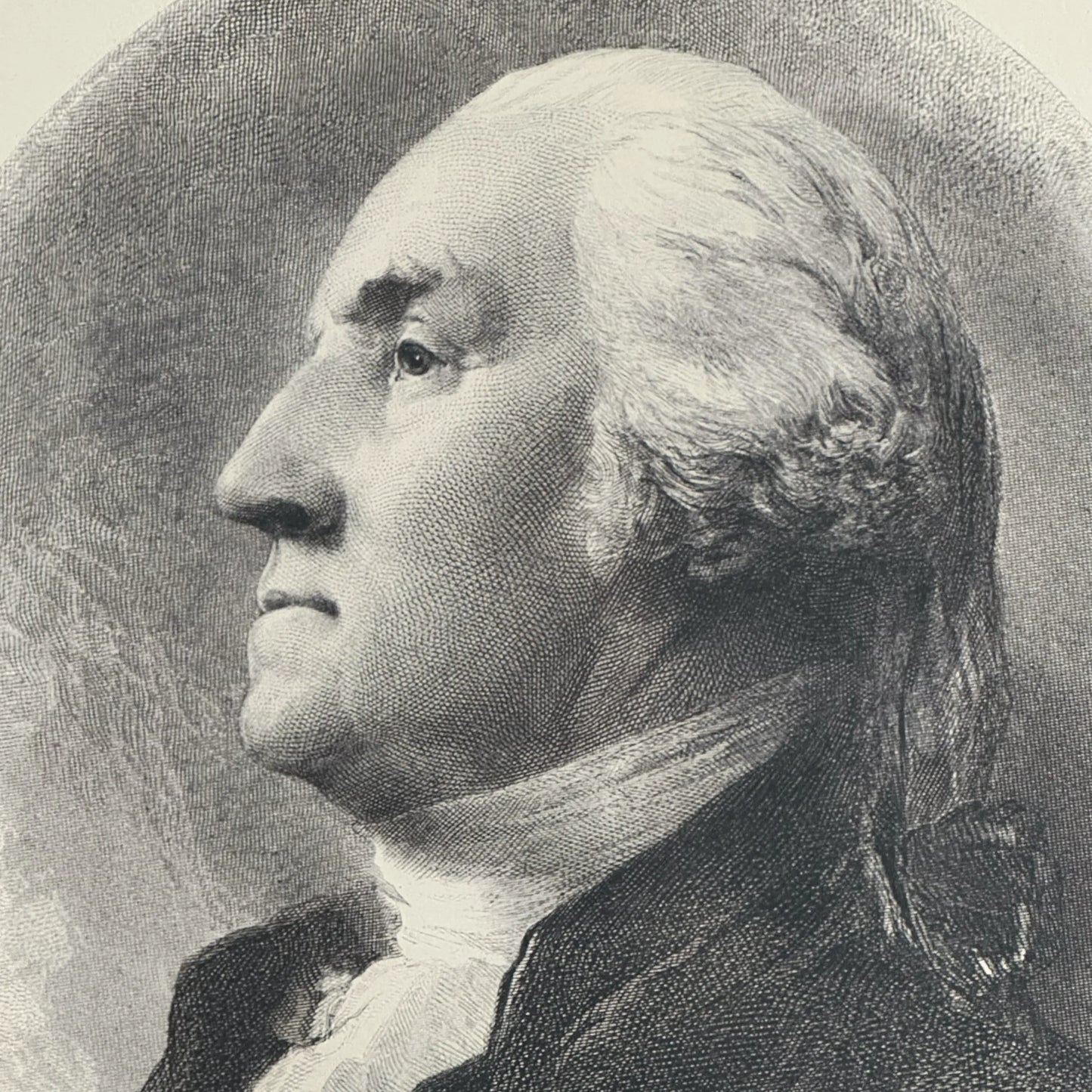 Close-up view of Rare George Washington Portrait — Archival framed print made in America from The History List Store.