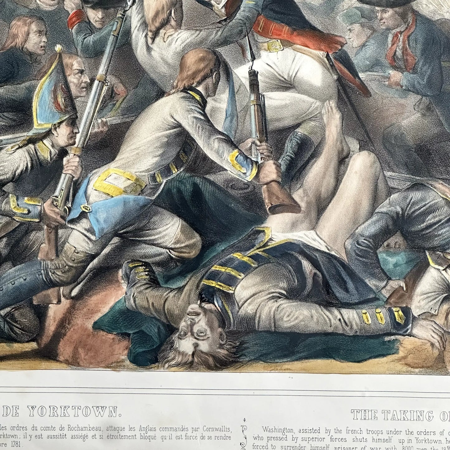 The Taking of Yorktown — Framed print with the title in French and English — 1840 or 1855