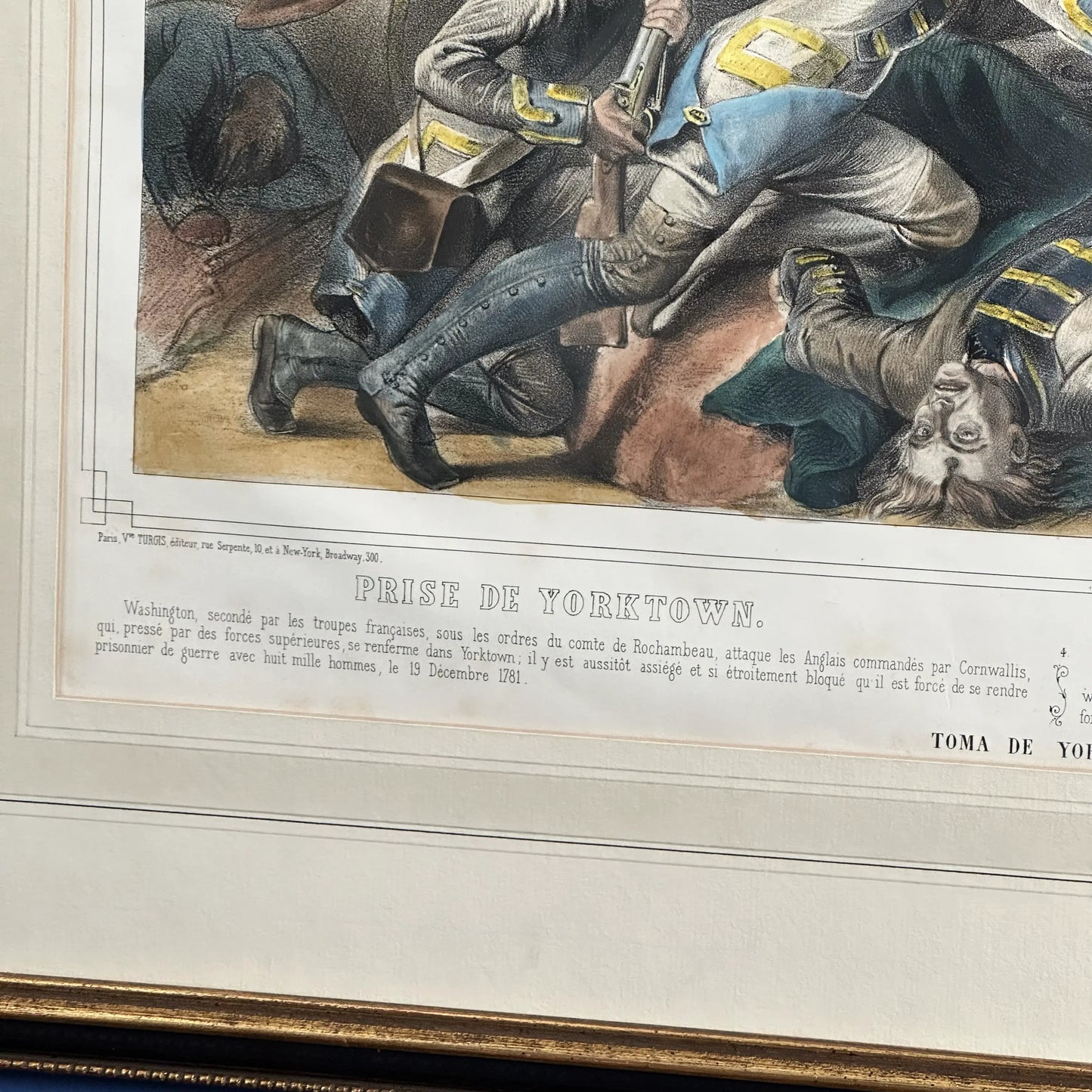 The Taking of Yorktown — Framed print with the title in French and English — 1840 or 1855