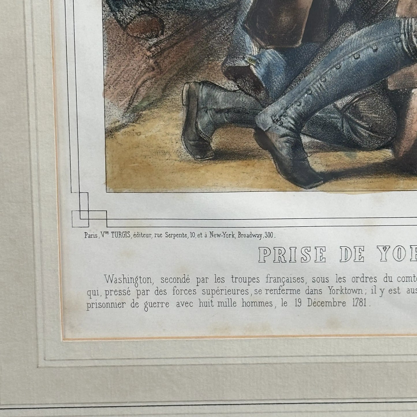 The Taking of Yorktown — Framed print with the title in French and English — 1840 or 1855