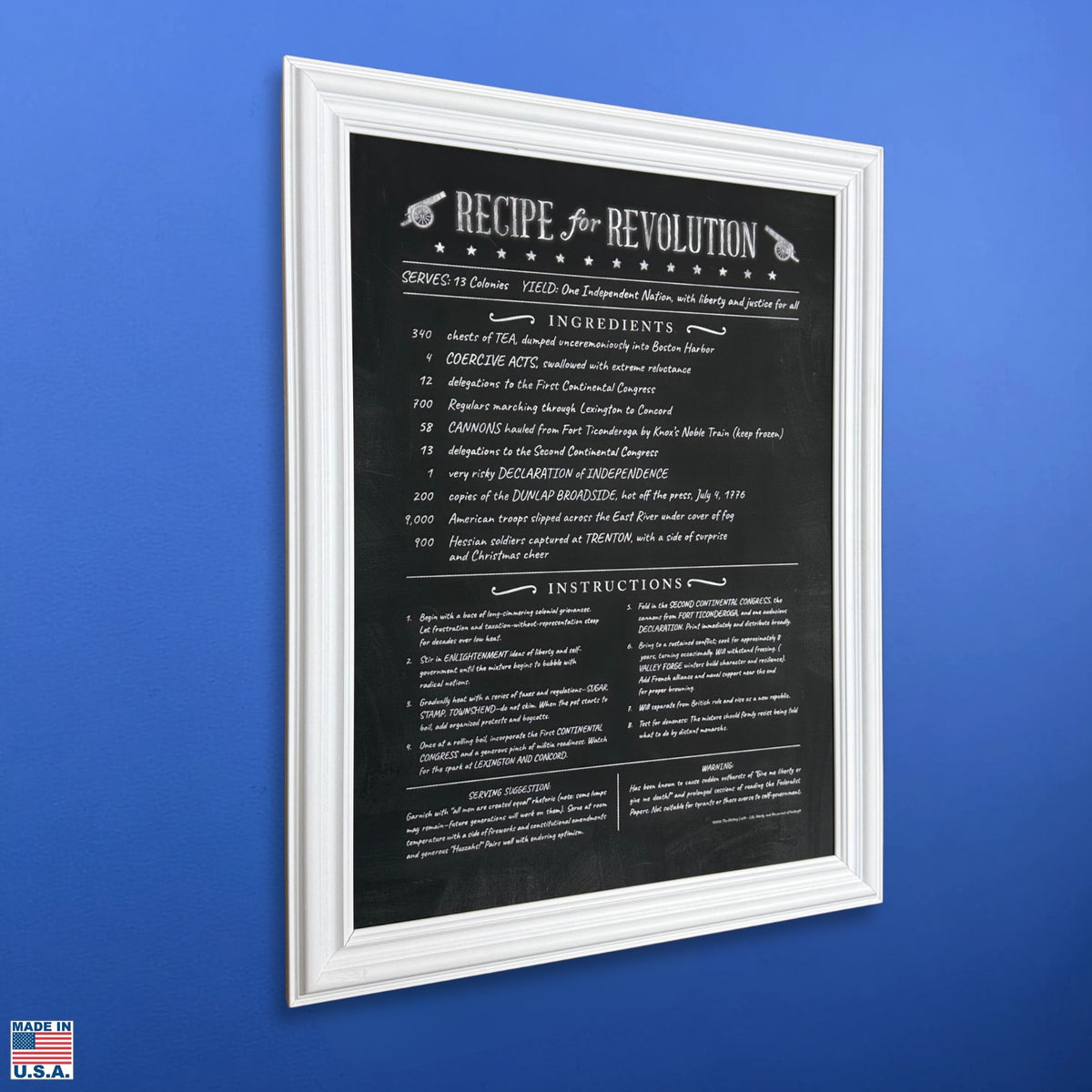 "Recipe for Revolution" Archival "Chalkboard" Print — Available framed and unframed