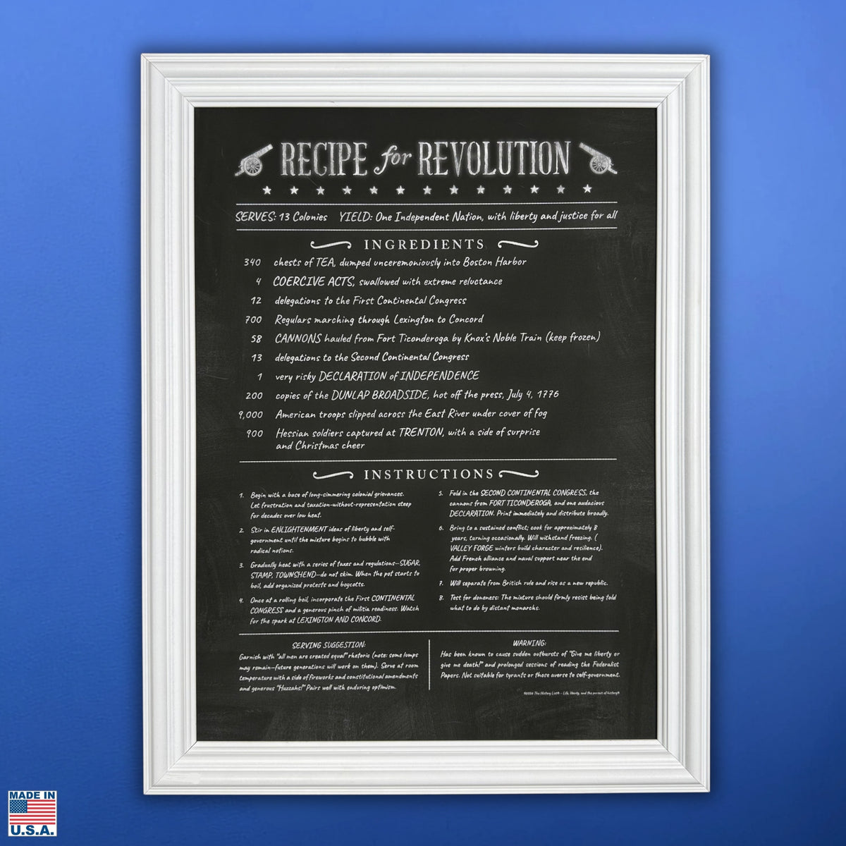"Recipe for Revolution" Archival "Chalkboard" Print — Available framed and unframed