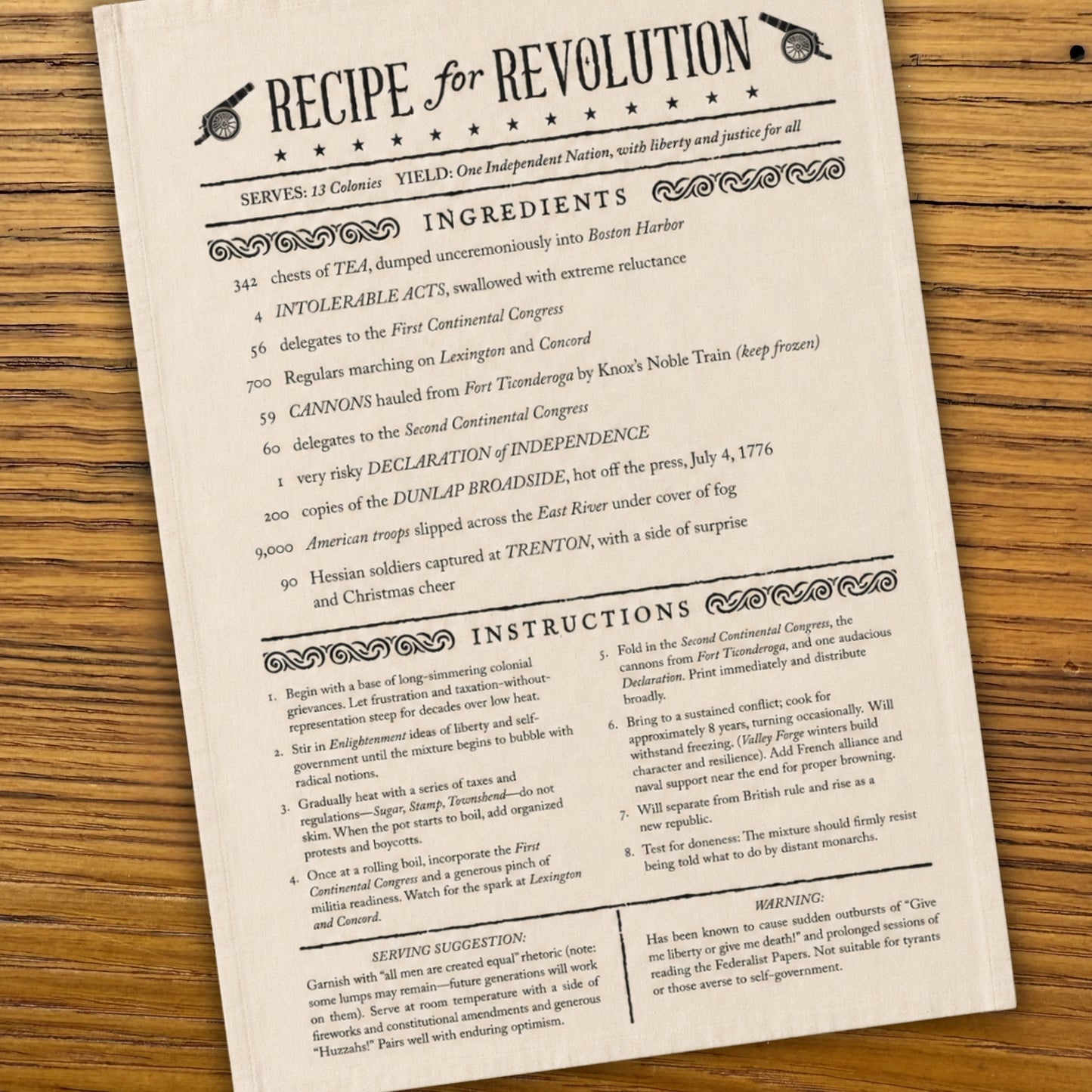 "Recipe for Revolution" Tea Towel