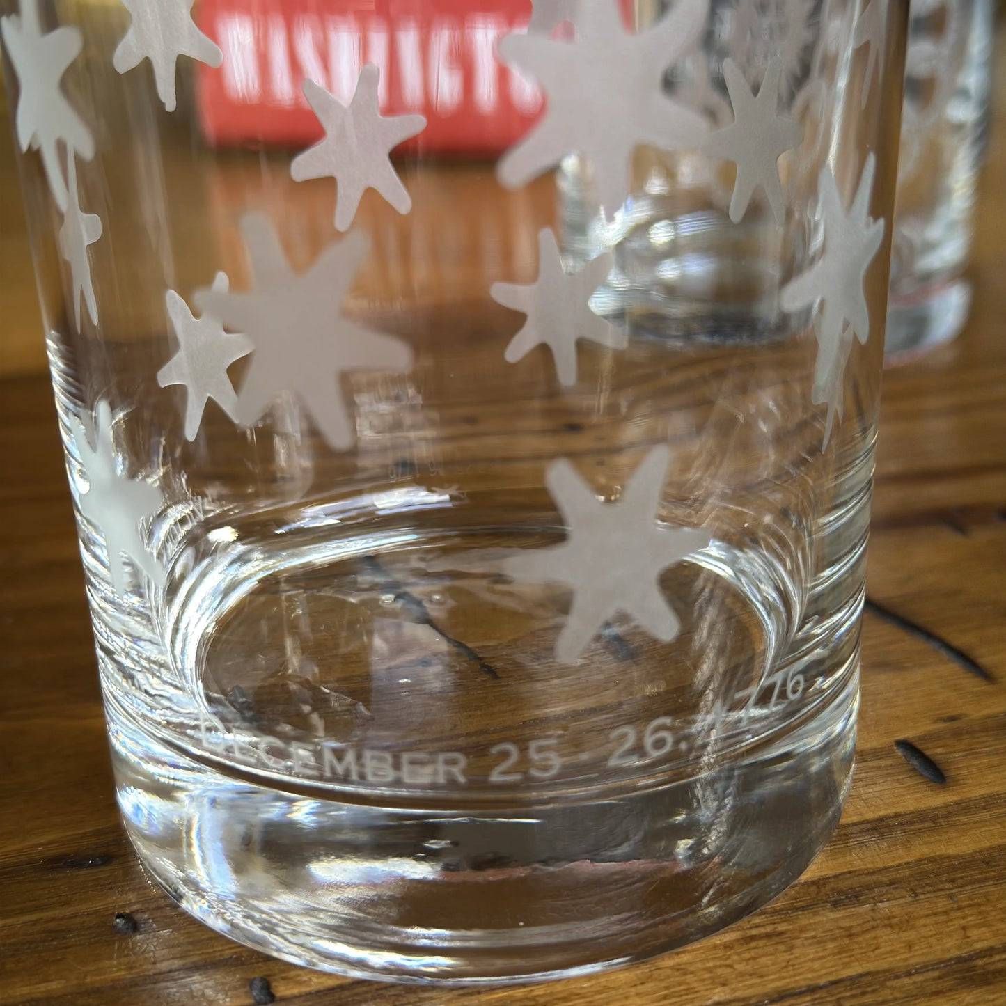 "Victory or Death" Revolutionary Rocks glasses showing the stars from Washington's HQs flag — Made in America