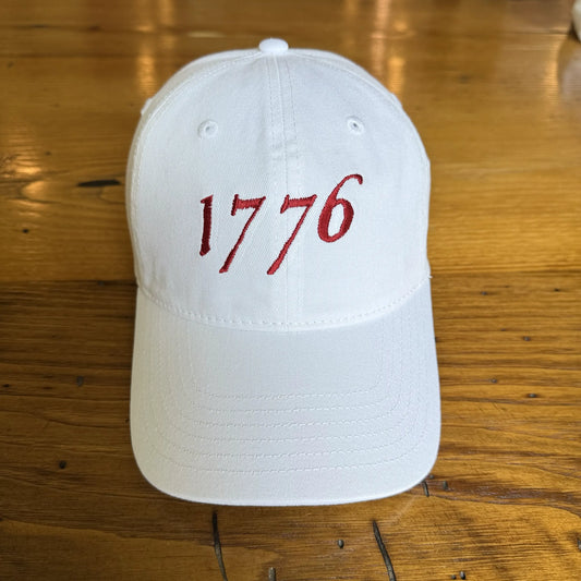 Embroidered "1776" cap with Proclaim Liberty — White from The History List Store.