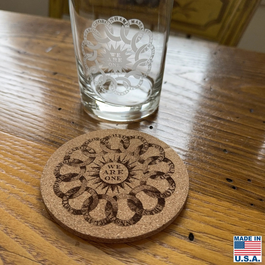 Set of 4 "We are one" Cork Coasters — Made in America