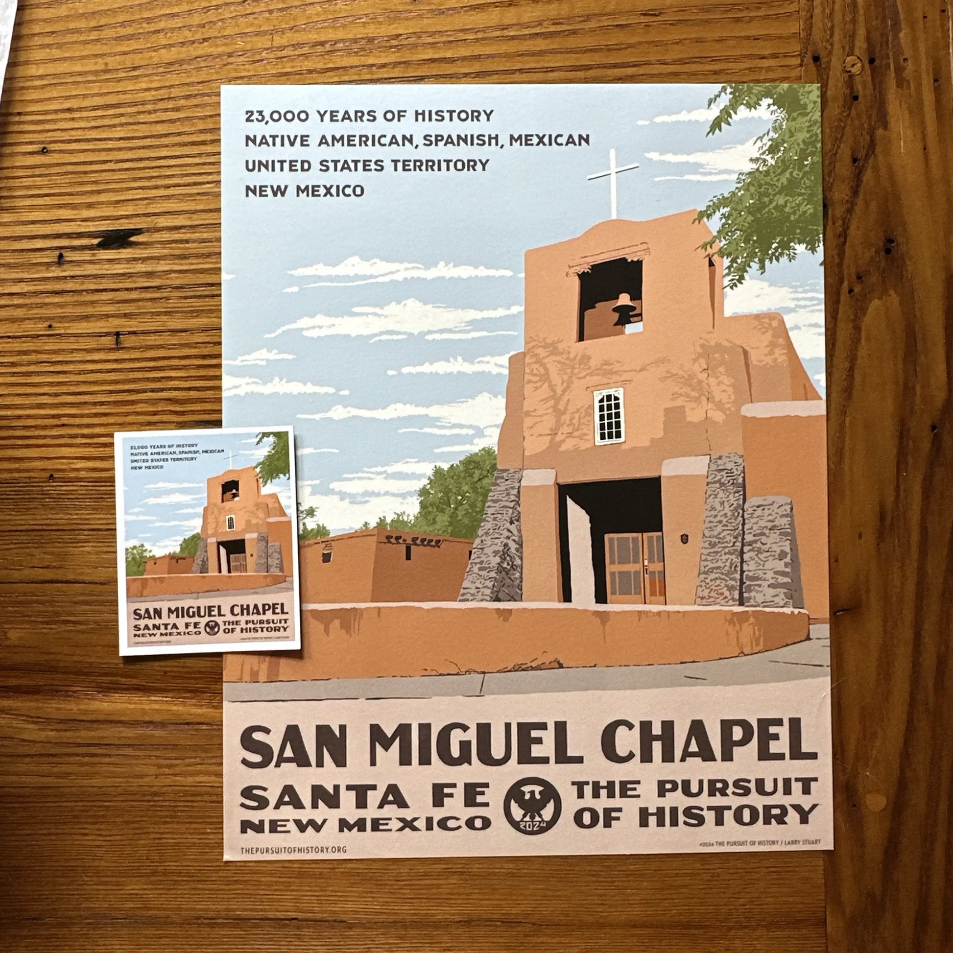 San Miguel Chapel, Santa Fe Magnet and Small poster from The Pursuit of History