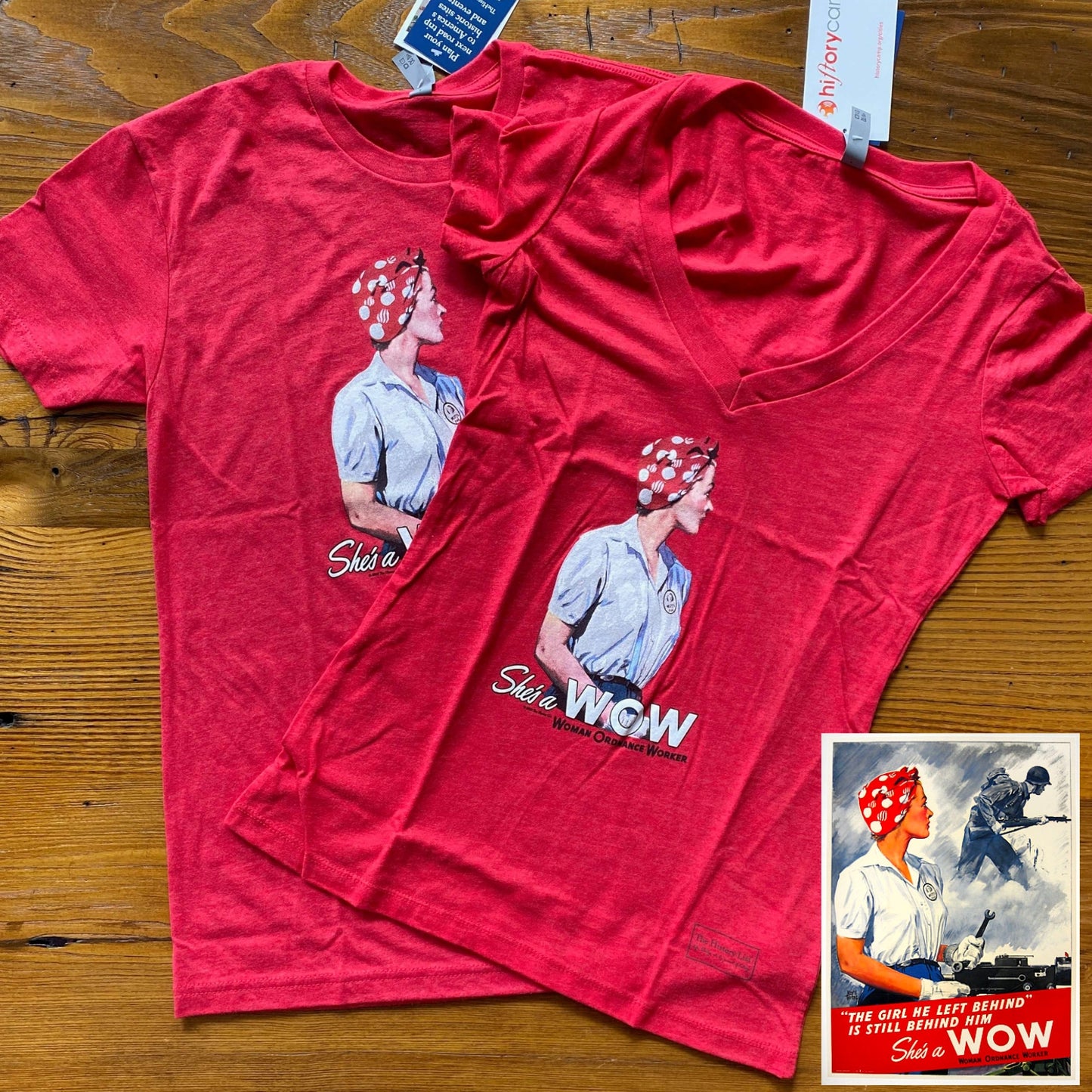 "She's a W.O.W." Shirt and v-neck shirt from The History List store