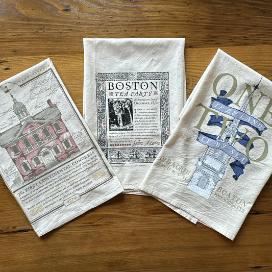 All three Made in America Tea Towels from The History List store