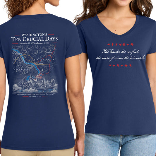 "Ten Crucial Days" Shirt — With Crossing the Delaware Women's v-neck shirt