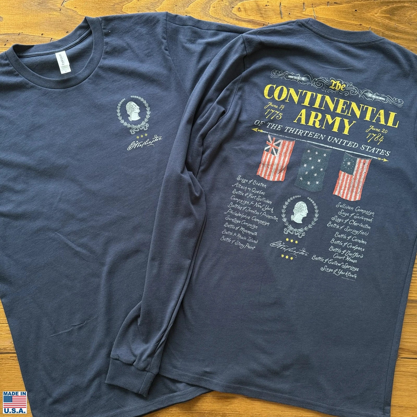 "The Continental Army" Made in America Long-sleeved Shirt from The History List store