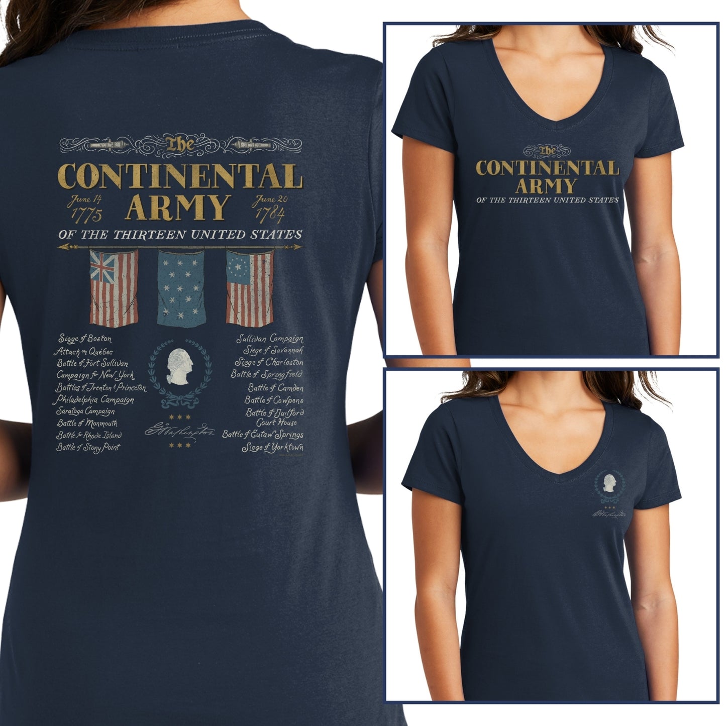 "The Continental Army" Women's v-neck shirt