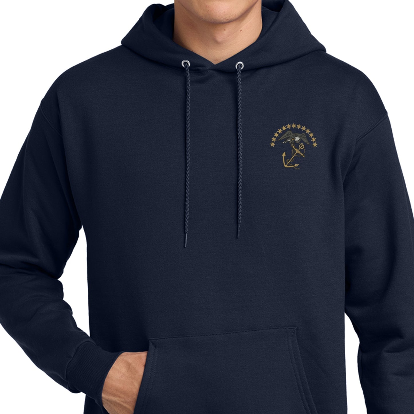 Front view of the "The Continental Marines" Hooded sweatshirt from The History List Store.