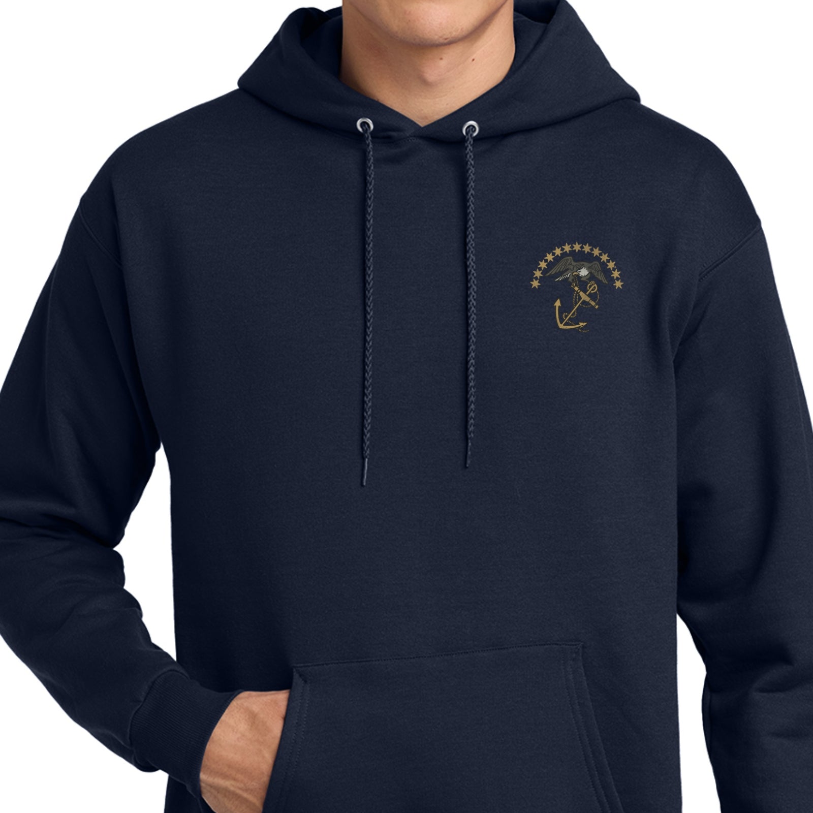 Front view of the "The Continental Marines" Hooded sweatshirt from The History List Store.