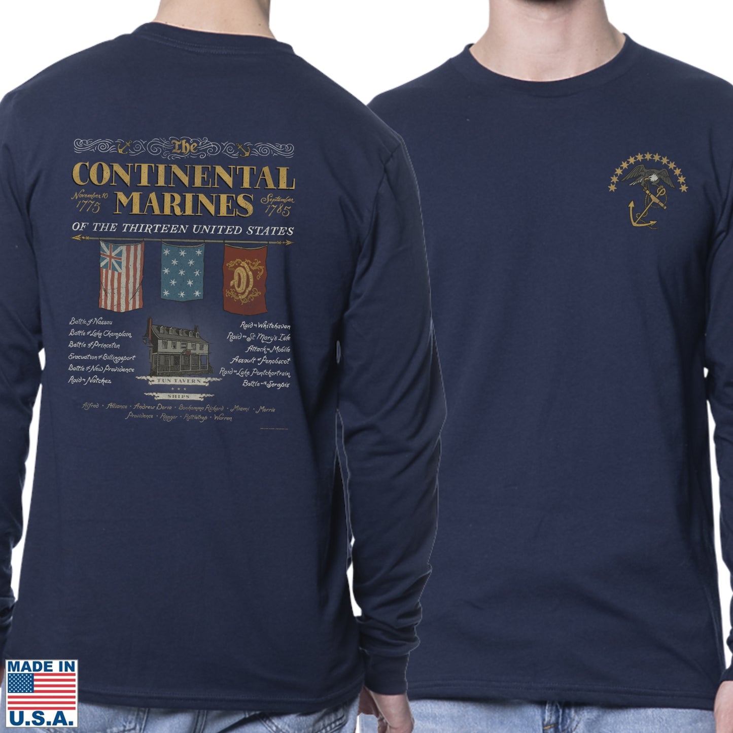 "The Continental Marines" Made in America Long-sleeved Shirt from The History List Store.