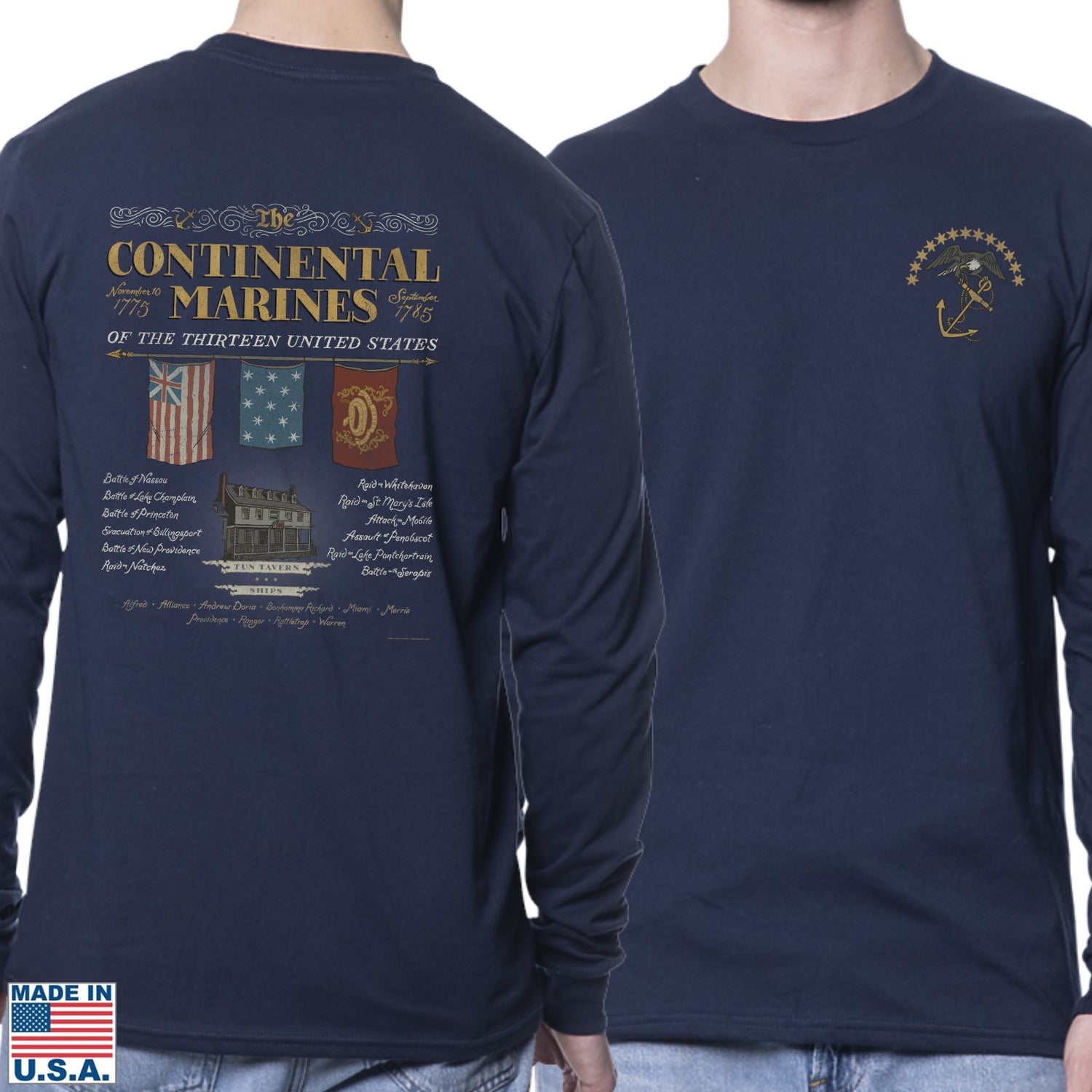 "The Continental Marines" Made in America Long-sleeved Shirt from The History List Store.