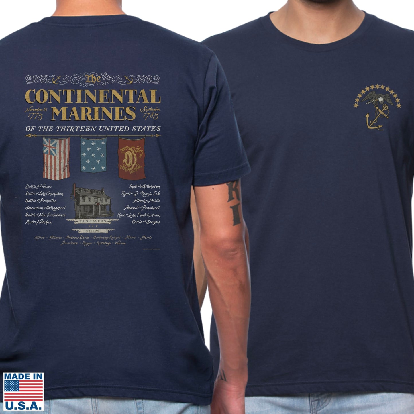 "The Continental Marines" Made in America Shirt in Navy Blue from The History List Store.