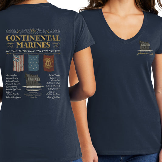 "The Continental Marines" Women's fitted v-neck shirt from The History List store