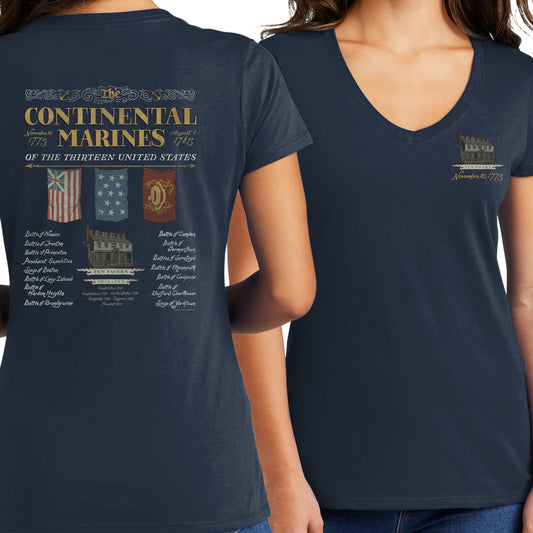"The Continental Marines" Women's fitted v-neck shirt from The History List store