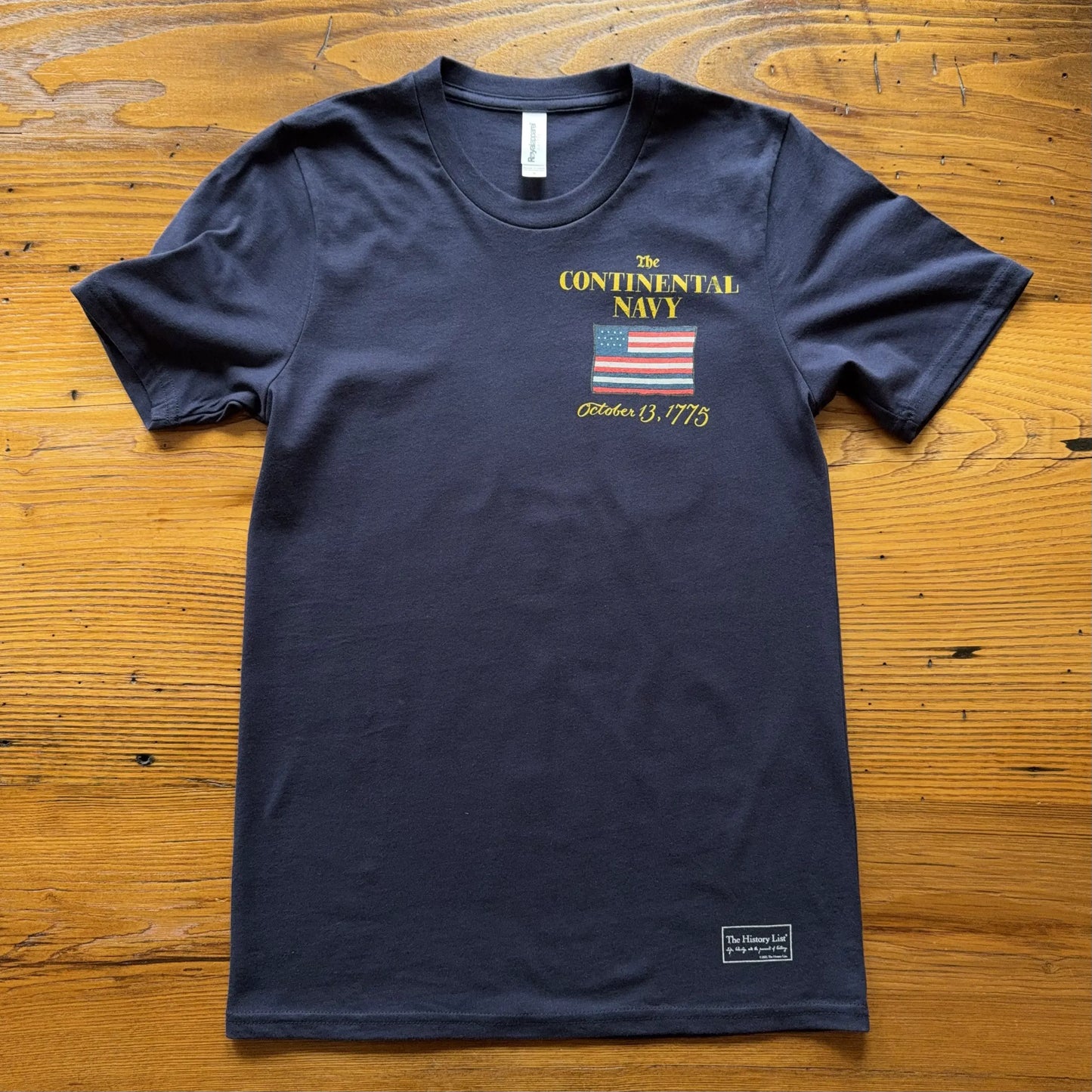 Front of "The Continental Navy" Made in America t-shirt from The History List store