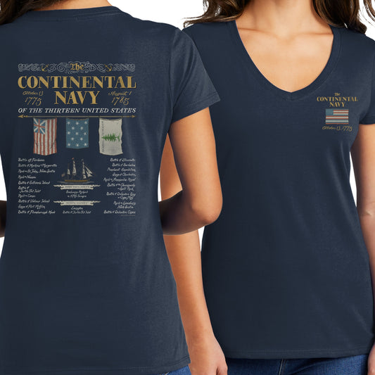 "The Continental Navy" Women's fitted v-neck shirt