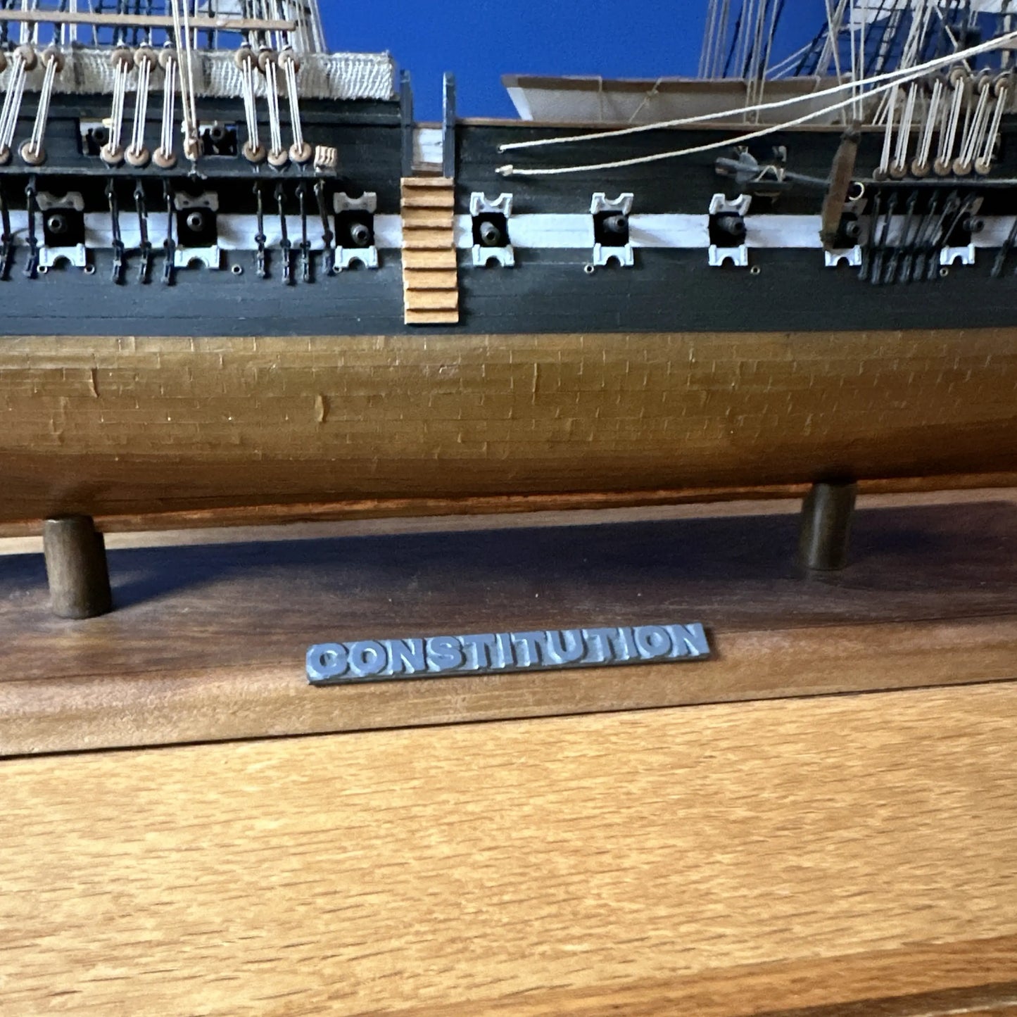 USS Constitution Models—Enclosed in glass with a custom built display table