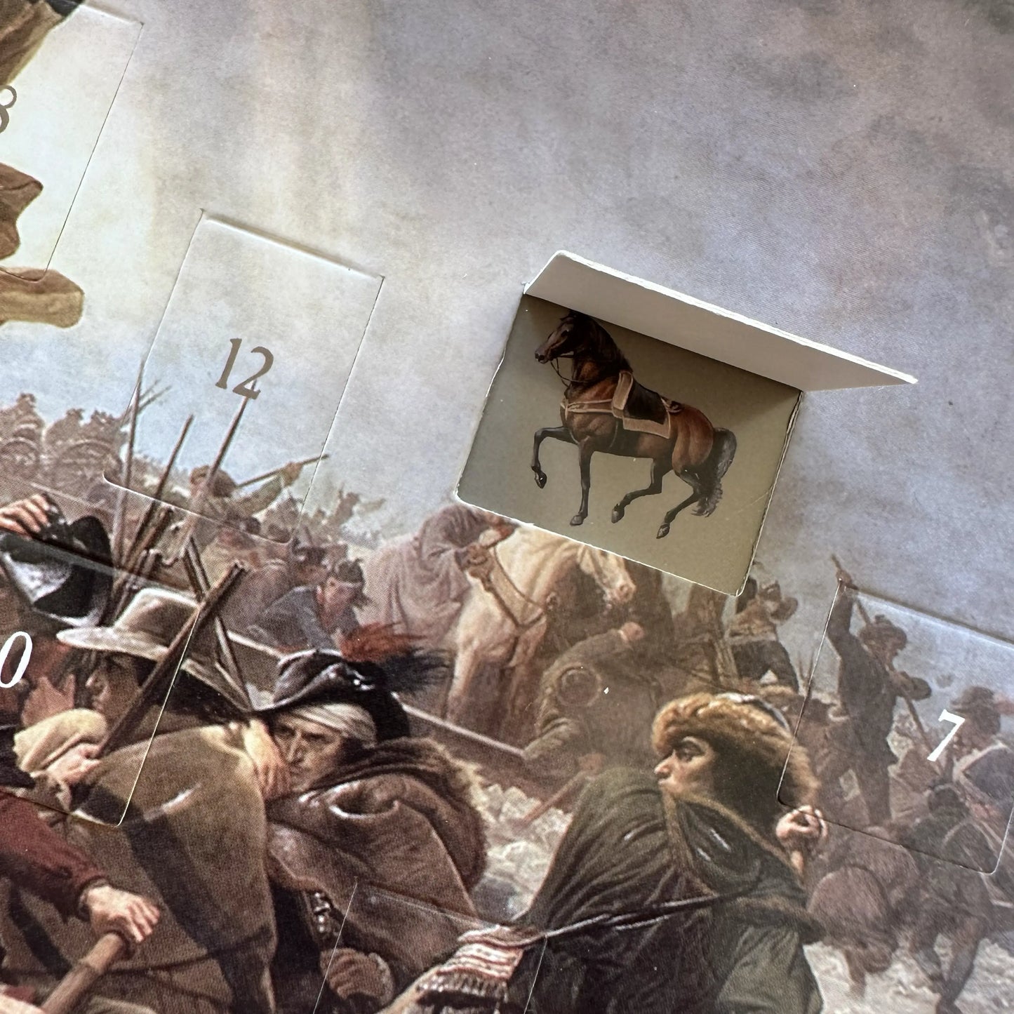 Horse behind window of "Washington Crossing the Delaware" Advent Calendar — With mailing envelope from The History List store