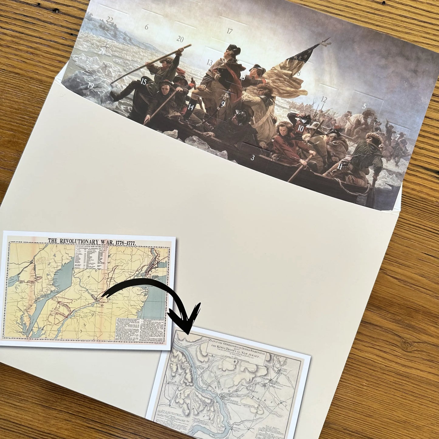 "Washington Crossing the Delaware" Advent Calendar — With mailing envelope from The History List store when inserted in envelope