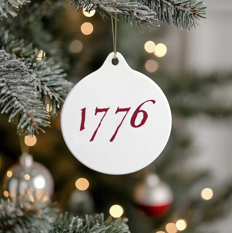 Back of 1776 “We are one” Porcelain Ornament with the Chain of States design from The History List store