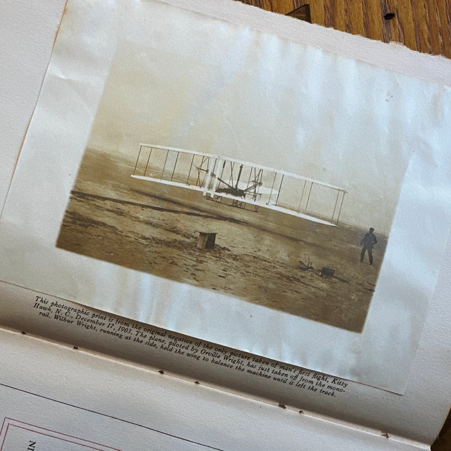 1938 book with rare print from the original negative of the only photo of the Wright Brothers’ first flight