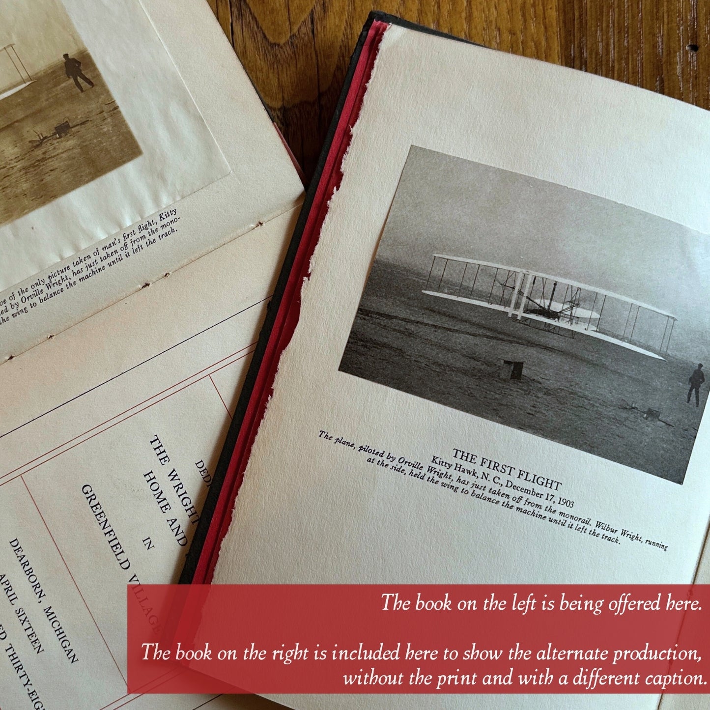 1938 book with rare print from the original negative of the only photo of the Wright Brothers’ first flight