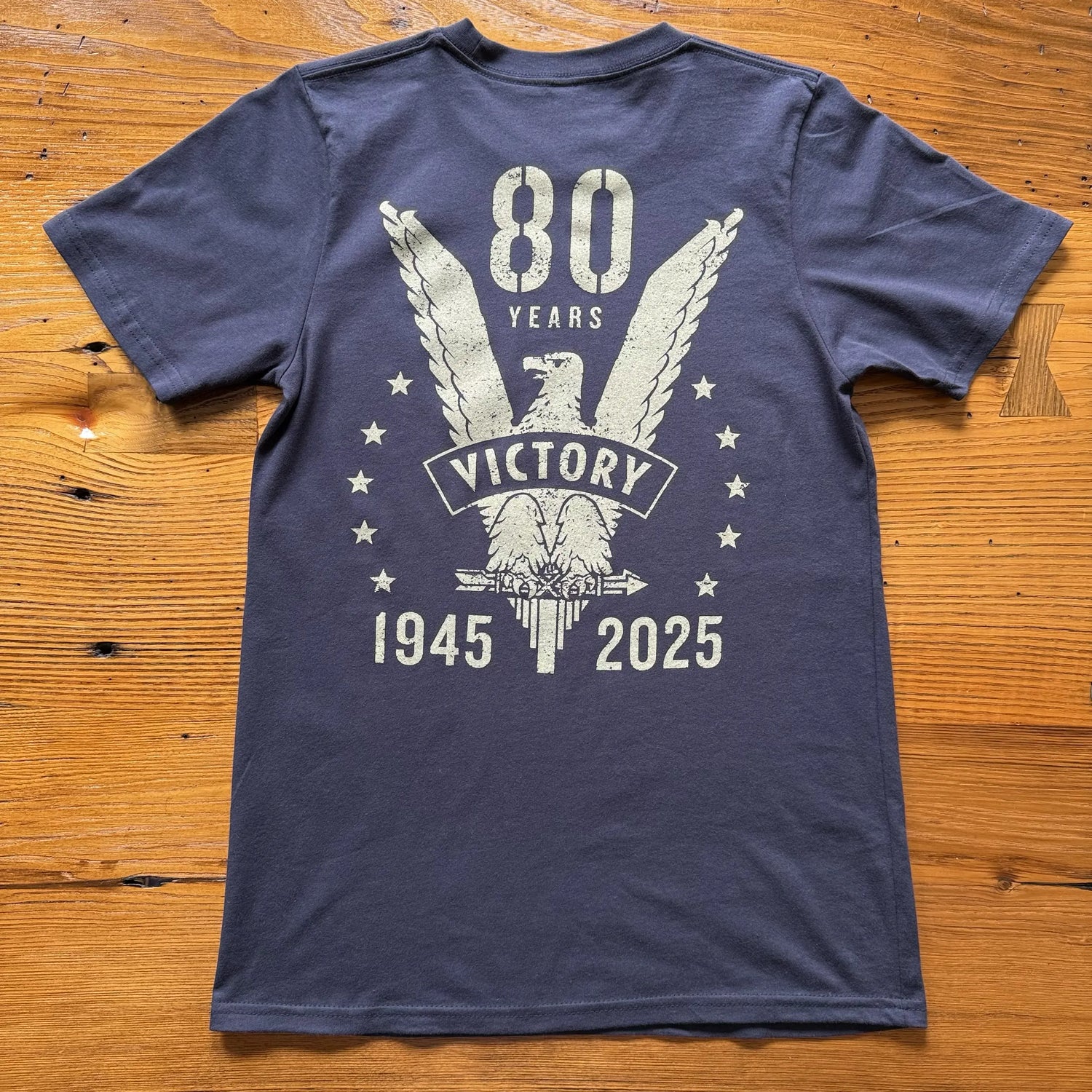 Back of the WWII Victory 80th Anniversary Made in America Shirt from the History List Store.