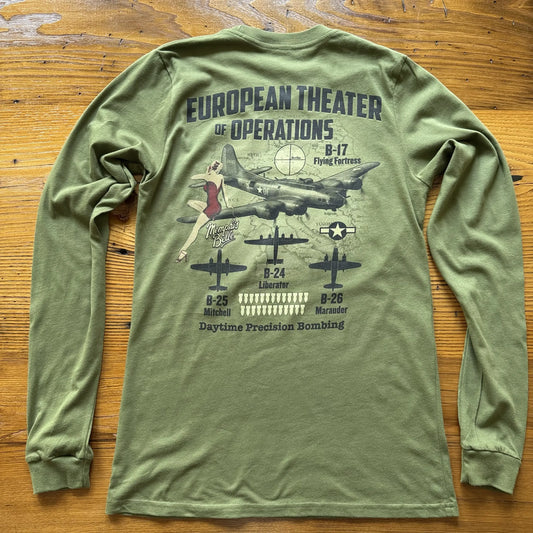 WWII Allied Bombers over Europe Long-sleeved shirt — Made in America from The History List Store.