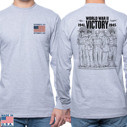 WWII Victory Five American Commanders Long-sleeved Shirt  —  Made in America