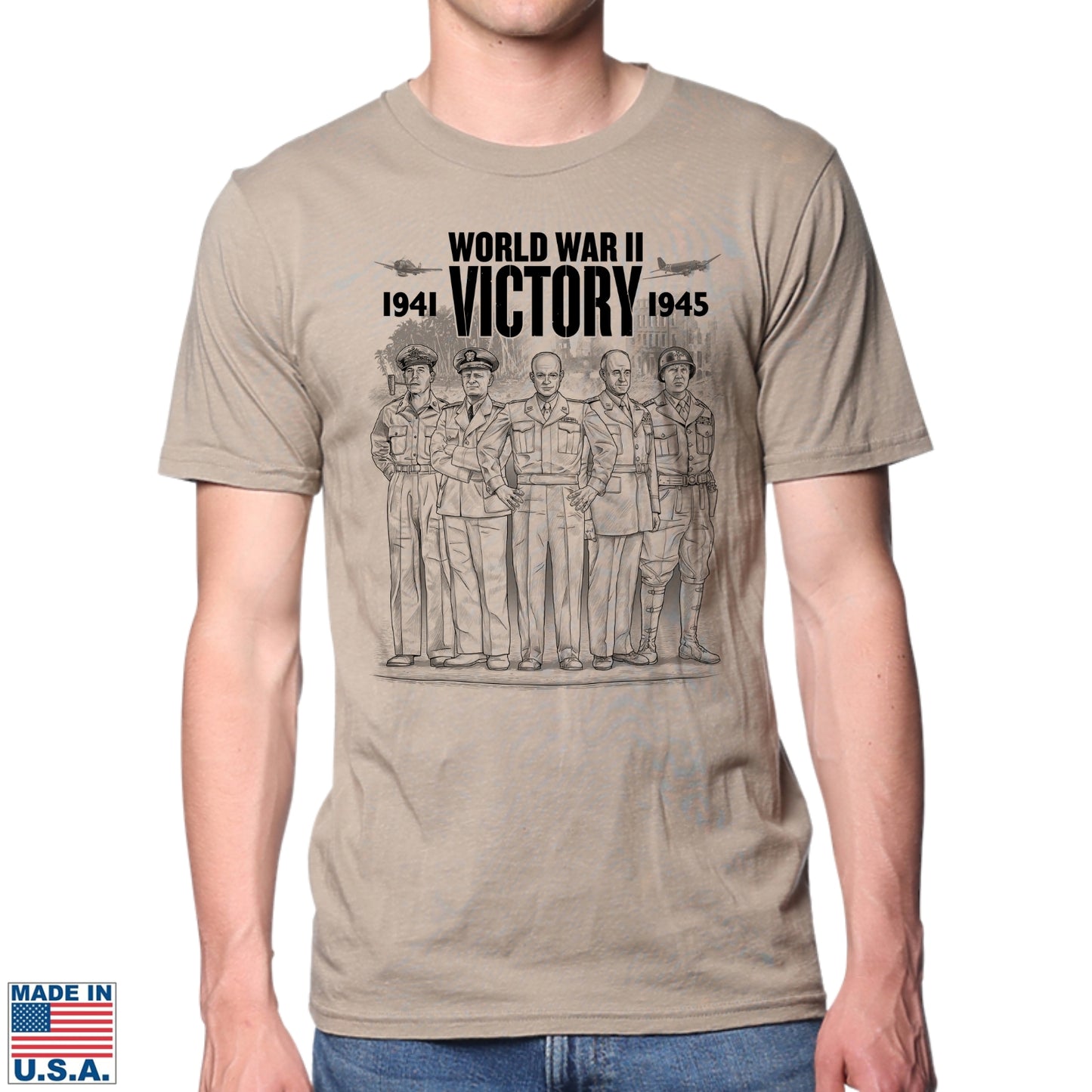 WWII Victory Five American Commanders Shirt  —  Made in America