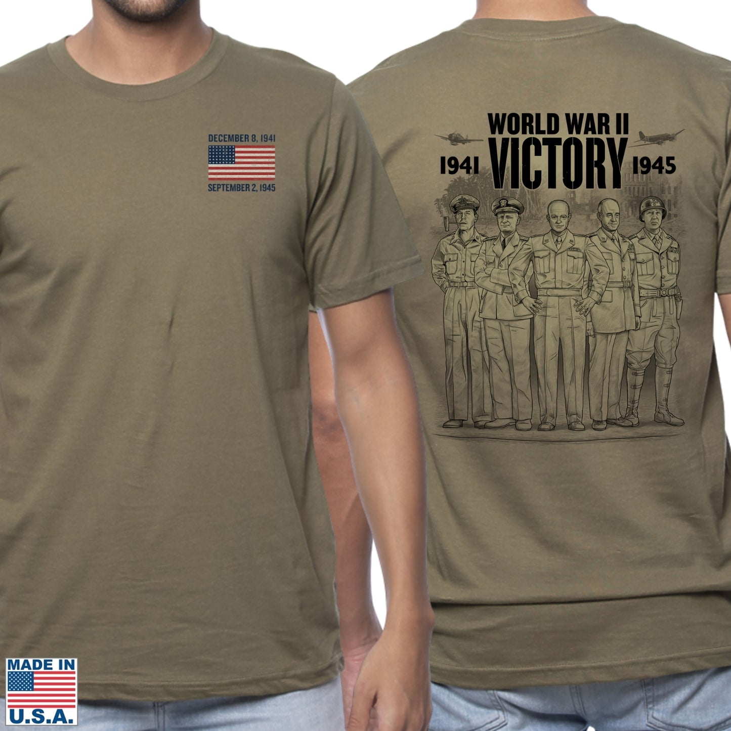WWII Victory Five American Commanders Shirt  —  Made in America