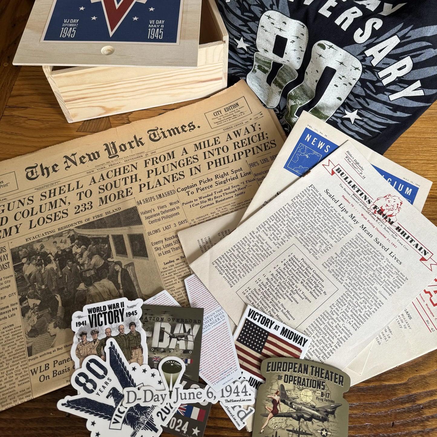 Victory in World War II Gift Box — Deluxe box with historic newspaper, escape map, more