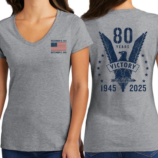 WWII Victory 80th Anniversary Women's fitted v-neck shirt