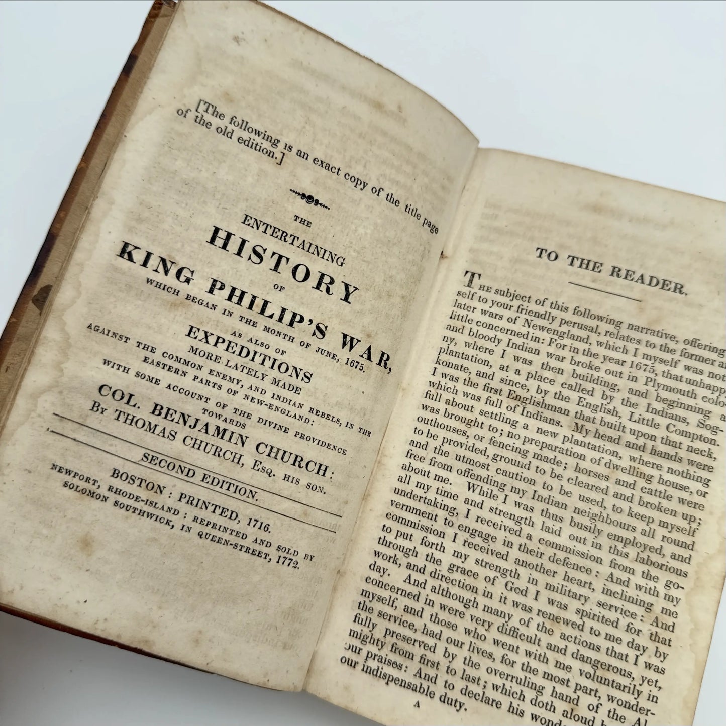 "History of King Philip’s War" by Thomas Church — 1834