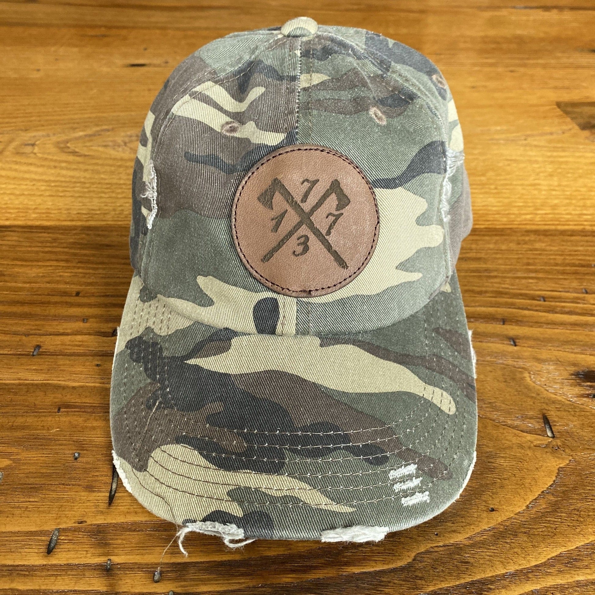 "1773" Boston Tea Party Leather patch cap - Military Camo - For hardcore history folks from The History List store