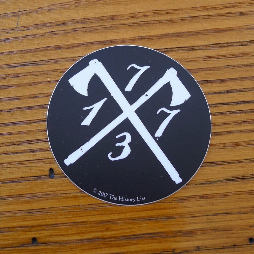 "1773" Boston Tea Party sticker from The History List Store