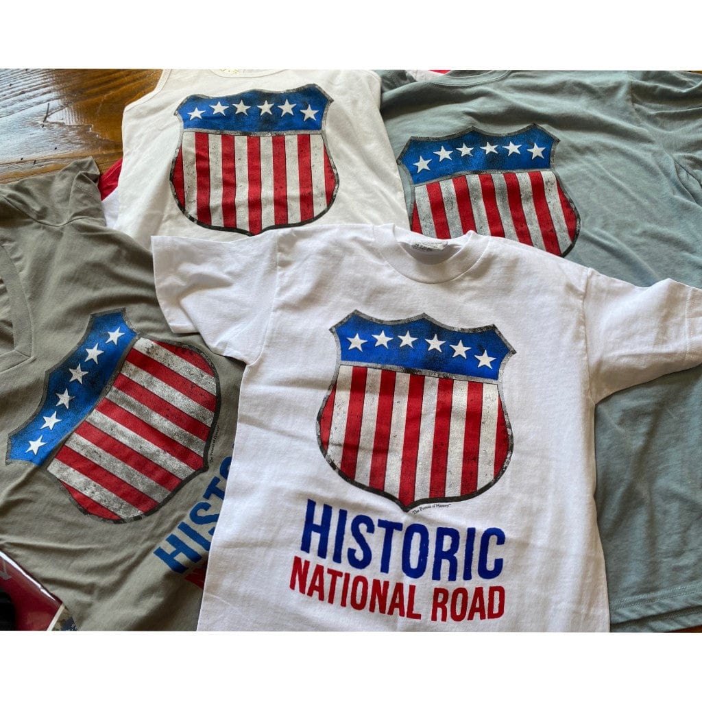 Shirt colors for the "Historic National Road" T-shirt from the history list store