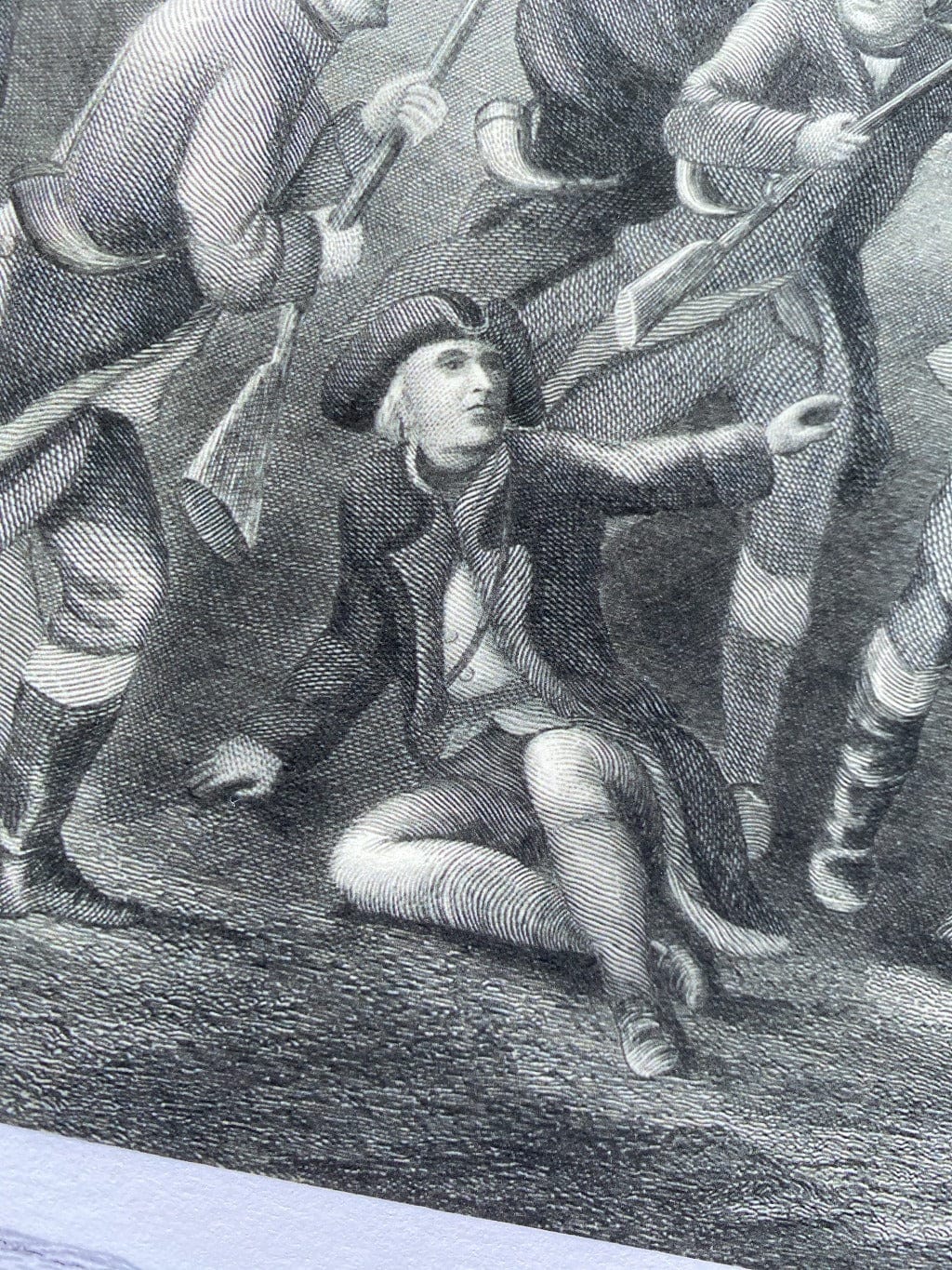 Closeup print on cotton rag of the "Battle of Lexington 1775" Archival print from the History list store