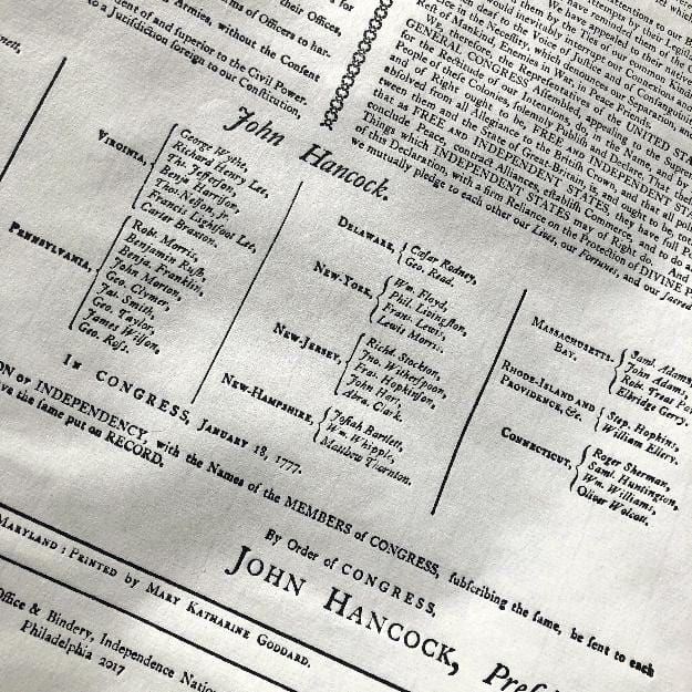 "Declaration of Independence" printed by Mary Katherine Goddard (Baltimore) from The History List Store